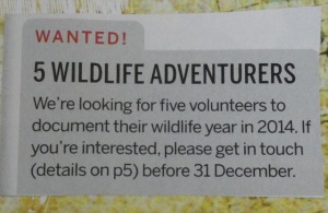Wildlife magazine advert